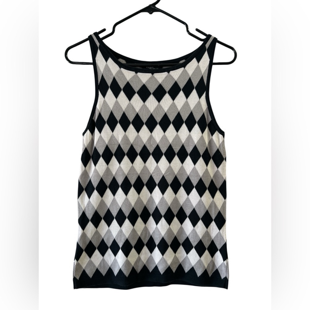 Will smith black and white Dimond silk knit tank top